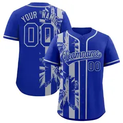 Royal Gray Coconut Tree Split Baseball Jersey 1