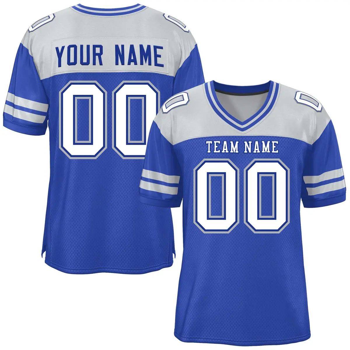 Royal Gray Color Block Authentic Football Jersey
