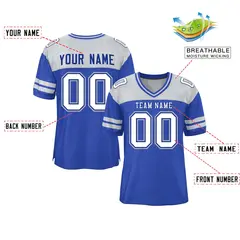 Royal Gray Color Block Authentic Football Jersey 2