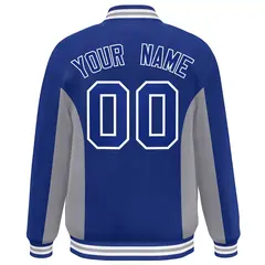 Royal Gray Color Block Varsity Full-Snap Letterman Baseball Jacket 4