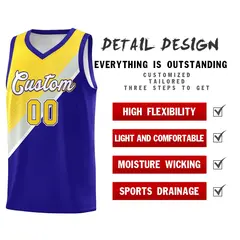 Royal Gray Diagonal Stripes Color Block Basketball Jersey 2