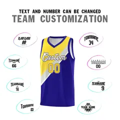 Royal Gray Diagonal Stripes Color Block Basketball Jersey 4