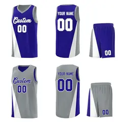 Royal Gray Diagonal Two-Line Color Block Basketball Jersey 2