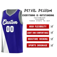 Royal Gray Diagonal Two-Line Color Block Basketball Jersey 3