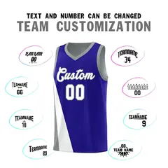Royal Gray Diagonal Two-Line Color Block Basketball Jersey 4