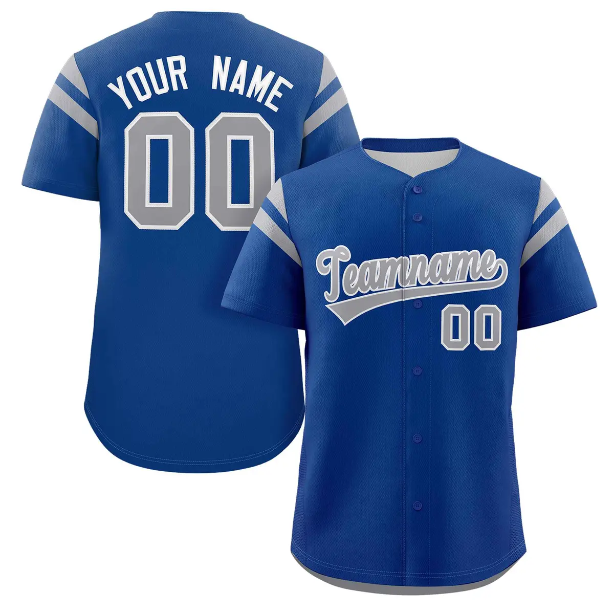 Royal Gray Full Button Classic Authentic Baseball Jersey