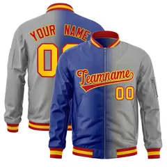 Royal Gray Gradient Letterman Bomber Jacket 1