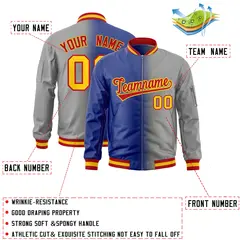 Royal Gray Gradient Letterman Bomber Jacket 2