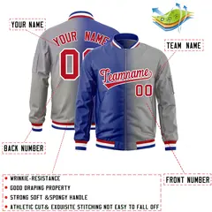 Royal Gray Gradient Letterman Bomber Jacket 2