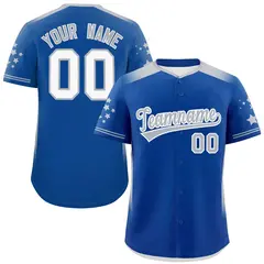 Royal Gray Gradient Side Star Pattern Baseball Jersey