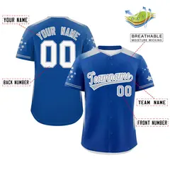 Royal Gray Gradient Side Star Pattern Baseball Jersey 2