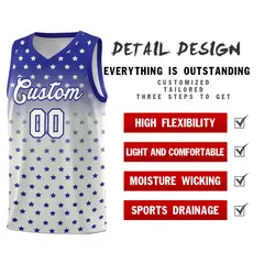 Royal Gray Gradient Star Pattern Basketball Jersey Sets 2