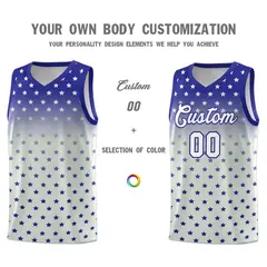 Royal Gray Gradient Star Pattern Basketball Jersey Sets 3