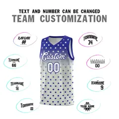Royal Gray Gradient Star Pattern Basketball Jersey Sets 4
