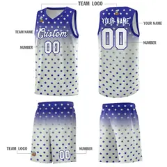 Royal Gray Gradient Star Pattern Basketball Jersey Sets 5