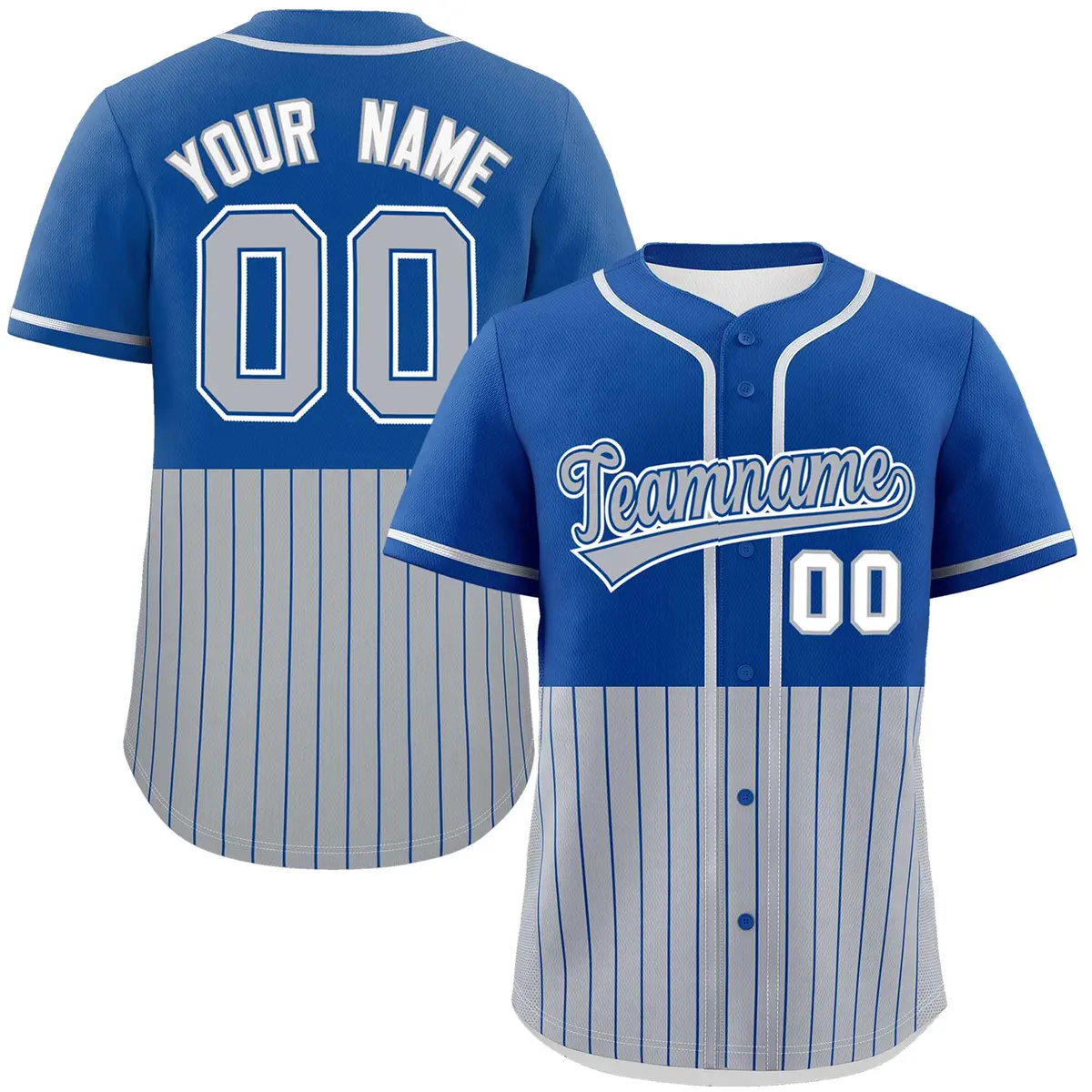 Royal Gray Half Stripe Authentic Baseball Jersey