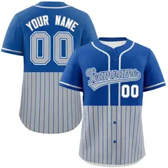 Royal Gray Half Stripe Authentic Baseball Jersey 1