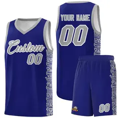 Royal Gray Indians Pattern Basketball Uniform Jersey 1