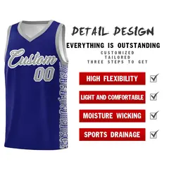 Royal Gray Indians Pattern Basketball Uniform Jersey 2