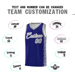 Royal Gray Indians Pattern Basketball Uniform Jersey 4