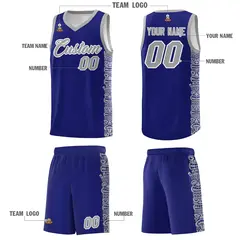Royal Gray Indians Pattern Basketball Uniform Jersey 5