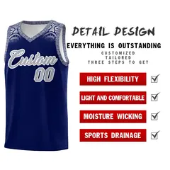 Royal Gray Indians Print Sports Basketball Uniform Jersey 2