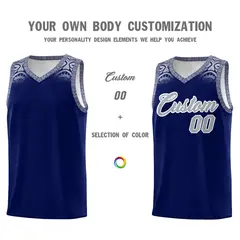 Royal Gray Indians Print Sports Basketball Uniform Jersey 3