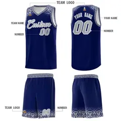 Royal Gray Indians Print Sports Basketball Uniform Jersey 5