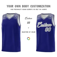 Royal Gray Indians Print Sports Basketball Uniform Jersey 3