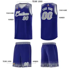 Royal Gray Indians Print Sports Basketball Uniform Jersey 5