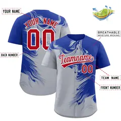Royal Gray Ink Pattern Authentic Baseball Jersey 2