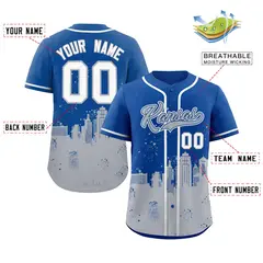 Royal Gray Kansas City Nightscape Authentic Baseball Jersey 2