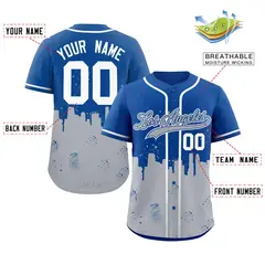 Royal Gray Los Angeles City Nightscape Baseball Jersey 2