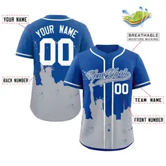 Royal Gray New York City Nightscape Baseball Jersey 2
