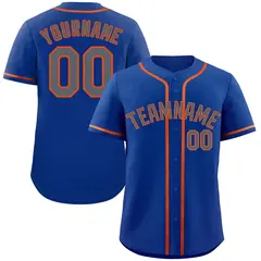 Royal Gray-Orange Bull Classic Authentic Baseball Jersey 1
