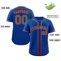Royal Gray-Orange Bull Classic Authentic Baseball Jersey 2