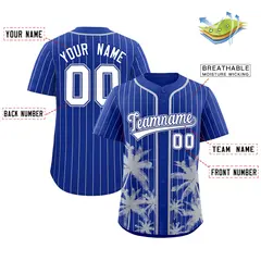 Royal Gray Pinstripe Coconut Tree Baseball Jersey 2