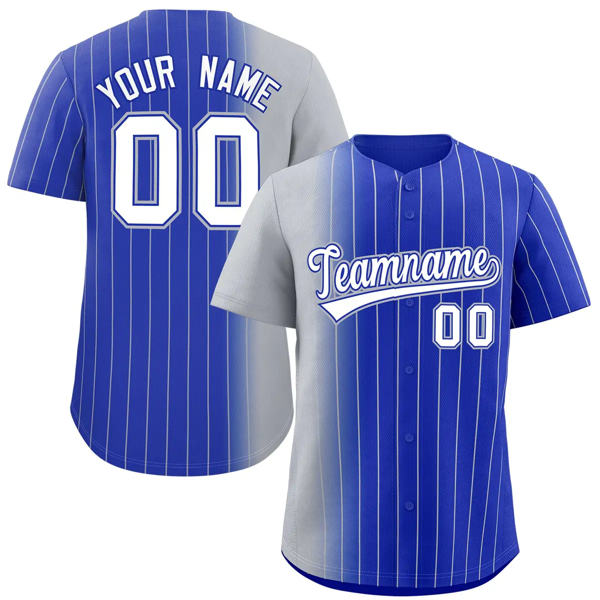Royal Gray Pinstripe Gradient Baseball Jersey