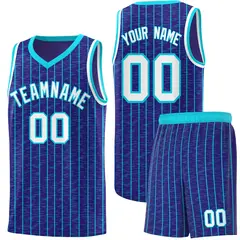 Royal Gray Pinstripe Retro Uniform Basketball Jersey 1
