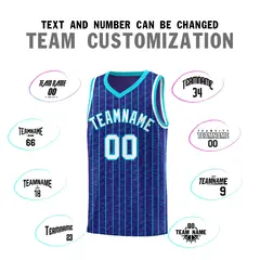 Royal Gray Pinstripe Retro Uniform Basketball Jersey 4