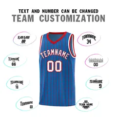 Royal Gray Pinstripe Retro Uniform Basketball Jersey 4