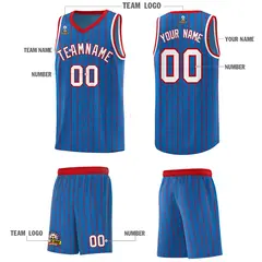 Royal Gray Pinstripe Retro Uniform Basketball Jersey 5