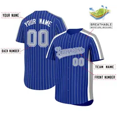 Royal Gray Pinstripe Two-tone Authentic Baseball Jersey 2