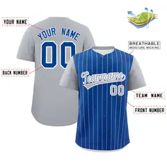 Royal Gray Pinstripe Two-Tone Authentic Baseball Jersey 2