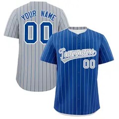 Royal Gray Pinstripe Two-Tone Authentic Baseball Jersey 1