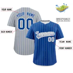 Royal Gray Pinstripe Two-Tone Authentic Baseball Jersey 2