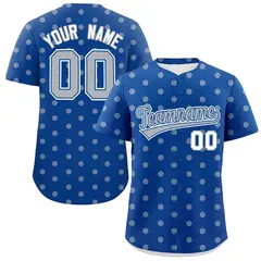 Royal Gray Polka Dot Graffiti Authentic Baseball Jersey 1