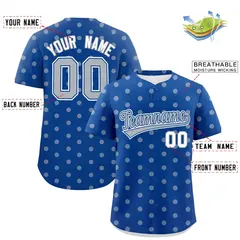 Royal Gray Polka Dot Graffiti Authentic Baseball Jersey 2