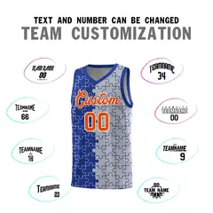 Royal Gray Puzzle Pattern Splid Basketball Kits 4