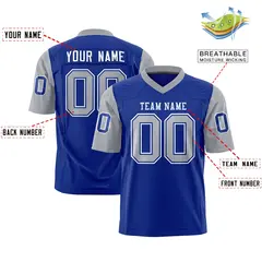 Royal Gray Raglan Sleeves Authentic Football Jersey 2